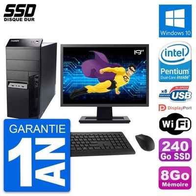 PC Tour Lenovo M91p Bildschirm 19'' Intel G630 RAM 8GB SSD 240GB Windows 10 Wifi