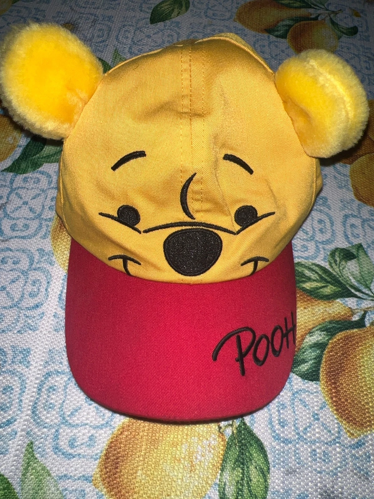 Vintage Winnie the Pooh kids hat fuzzy ears Walt Disney World adjustable