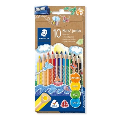 STAEDTLER Noris Club jumbo 128 NC10 Buntstifte, Set mit 10 brillanten Farben 10