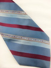 Vtg McGregor Mens Poly Tie Blue Red Varsity Stripe USA Made Classic 55"x3.5"