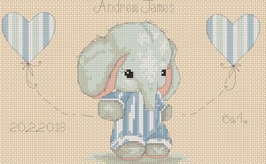Naissance Echantillonneur Bebe Elephant En Bleu Point De Croix Kit Complet Ebay