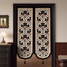 Door Curtain Velvet Half Curtain Room Divider Door Hanging Curtain Floral Boho