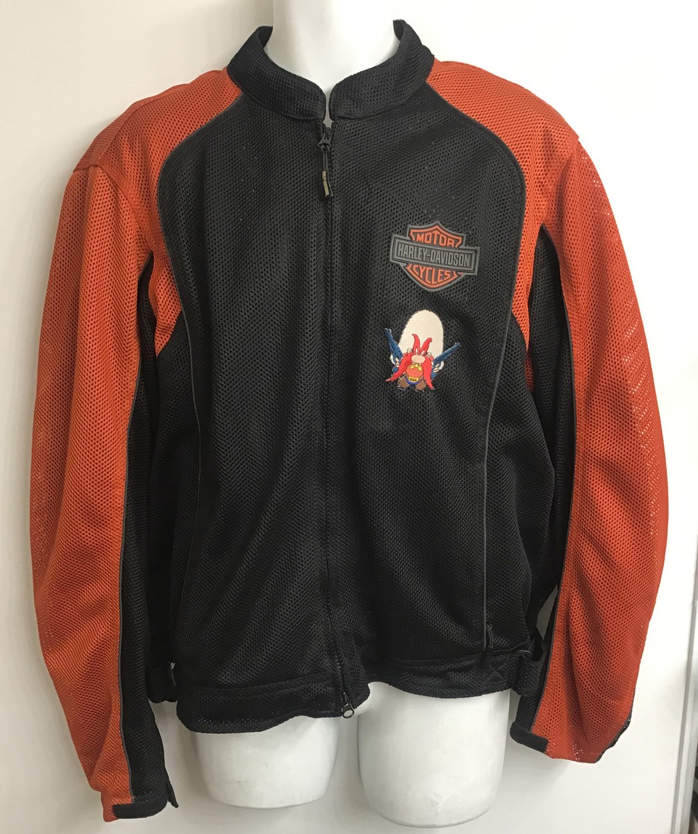 Harley Davidson Riding Jacket Orange/Black Mesh Yosemite Sam Patch