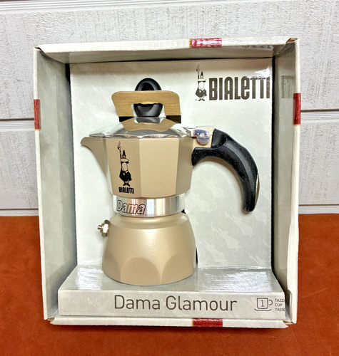 BIALETTI Dama Glamour Stovetop 1 Cup Expresso Maker Perla Gift Pack NEW IN BOX