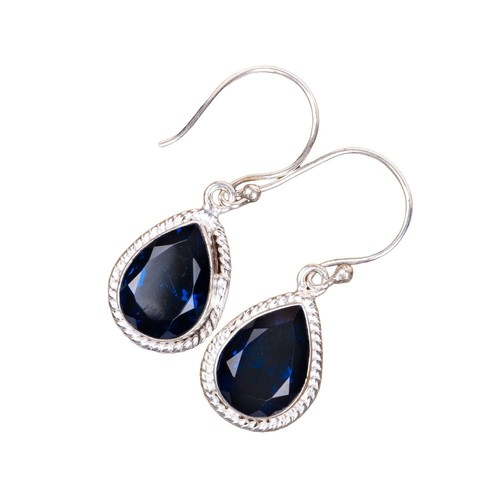 Sterling Silver 925 Pear Blue Topaz Pave CZ Petite Wave Stud