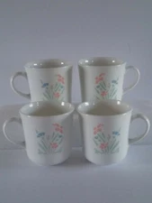 Corelle Stencil Garden by Corning Ware Tea Cup Coffee Mug Set Of 4