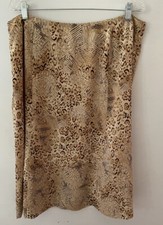Vintage Talbots Beige/Brown Animal Print Skirt Lined Silk Side Zip Size 18