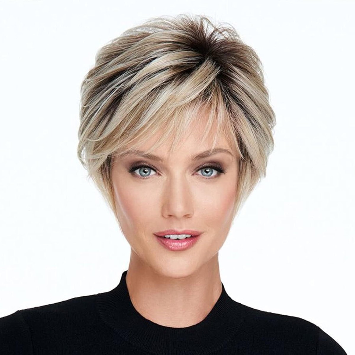 Wig blonde ombré hairuwear Pixie short Wig 613 Blonde Ombre Color Short Curly Pixie Cut Lace Front Wigs main image 4