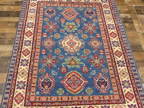 5'x7'5' New Fine Blue Pak super Kazak hand knotted wool Caucasian area rug - Picture 3 of 8