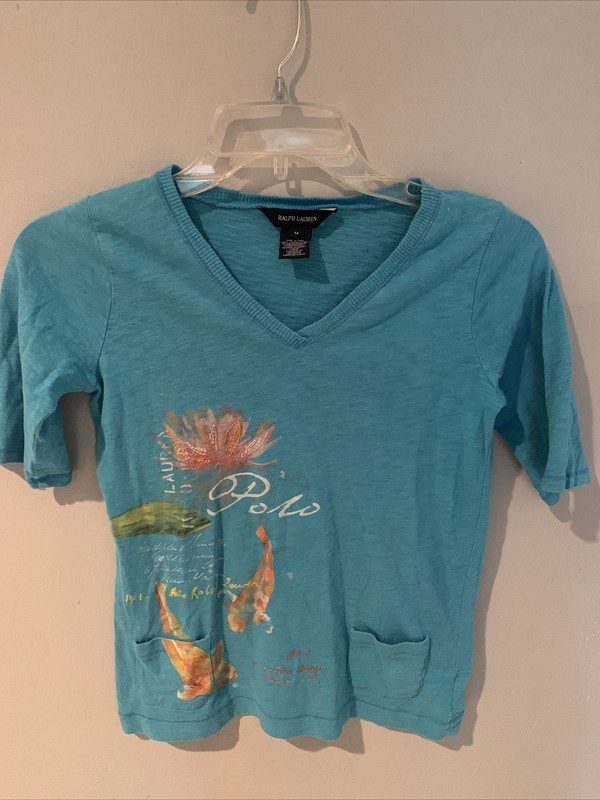 ralph lauren girls s/s t shirt v neck size m
