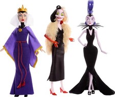 Mattel Disney Villains Evil Queen, Cruella de Vil & Yzma Fashion Dolls 3-Pack