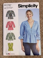 Simplicity Pattern R11767 Misses Top with Sleeve Variations Size 6-14