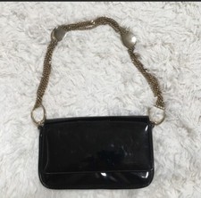 Vintage Saks Fifth Avenue Purse Clutch France Black Patent Leather Satchel 1960