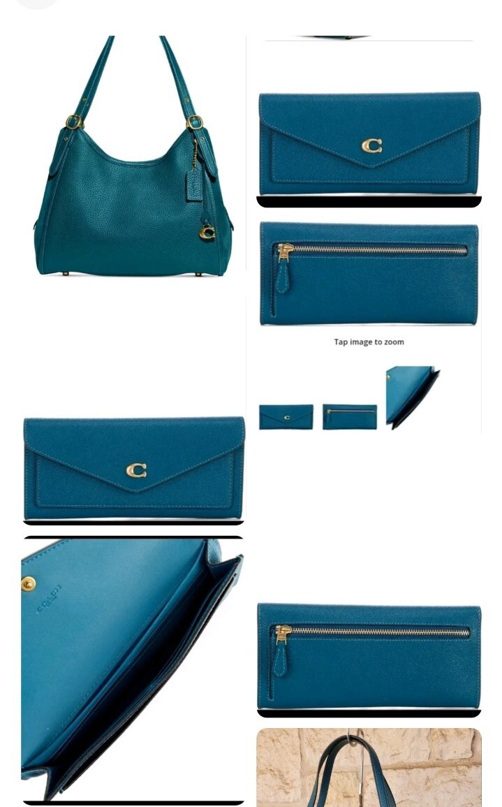 NEW Coach Lori Leather Shoulder Bag, Dust bag & Wallet SET Deep