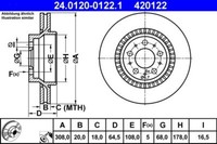 2X ATE 24.0120-0122.1 Bremsscheibe FüR Volvo