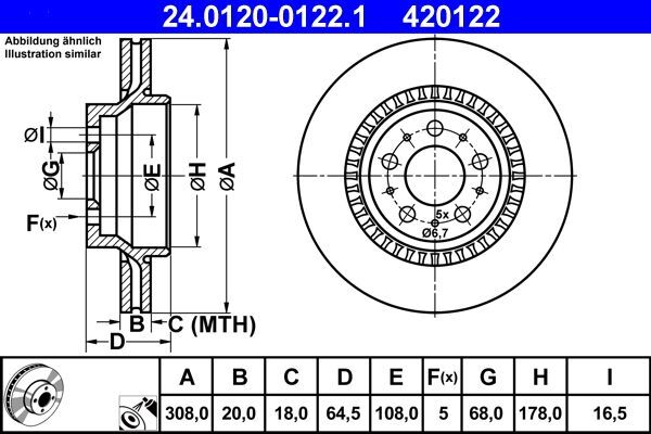 2X ATE 24.0120-0122.1 Bremsscheibe FüR Volvo-image