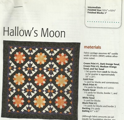 C0032  HALLOW'S MOON   QUILT PATTERN/INSTRUCTIONS