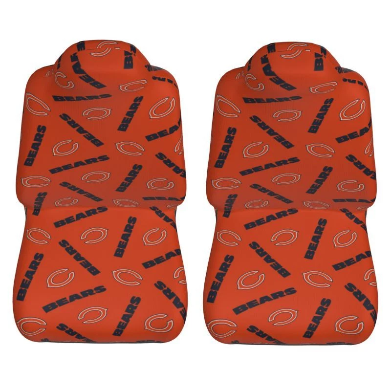 2pcs Chicago Bears Elastic Car Seat Covers Car Front Rear Printed Seat Cover