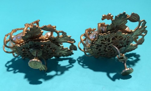 ❤️VINTAGE SIGNIERTE MIRIAM HASKELL OHRRINGE GOLD VERZIERT BAROCK PERLENCLIP SCHRAUBE❤️ - Bild 6 von 8