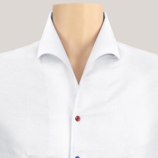 High Open Lapel Cooper Collar Men's White Shirt Colorful Buttons Grooms Outfit