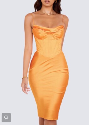 PERFECT CORSET NY AAPRIANA COCKTAIL/EVENING DRESS ORANGE SIZE(WOMEN)  S(MALL)