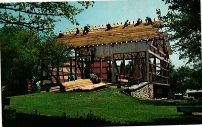 Vintage Postcard- Amish Barn Raising