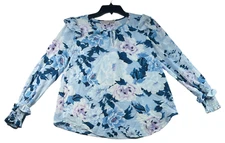 Willow Drive Blouse Womens size XS Blue Floral Business Career NWOT