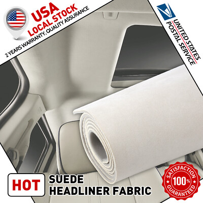 1PCS Headliner Fabric Foam Backed Roof Lining Suede Dark Beige 80''L x60''W