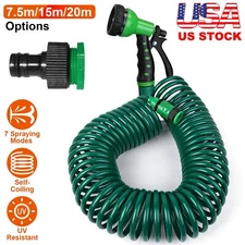 25/49/65FT Flexible Coil Garden Hose Self-coiling Water Sprayer Outdoor Garden
