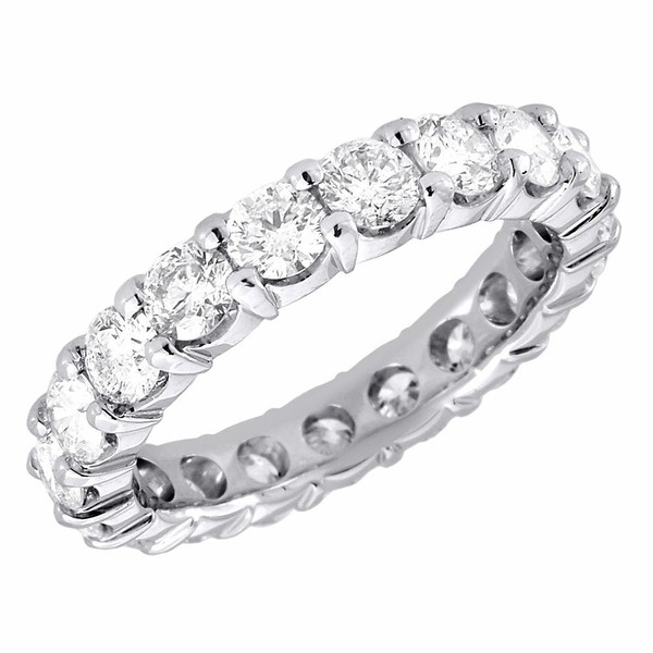 14K WeißGold Krappenfassung Diamant Ewiger Hochzeitsring JubiläUmsring 3 CT-image