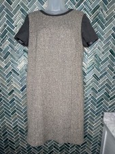 NEW WOMENS TALBOTS GRAY TWEED WOOL BLEND LINED SHORT SLEEVE SHEATH DRESS 10