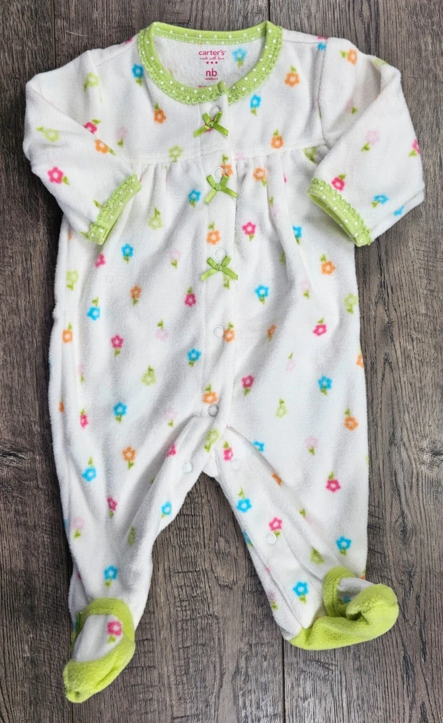 Baby Girl Clothes Nwot Carter's Newborn Fleece Flower Footed Outfit