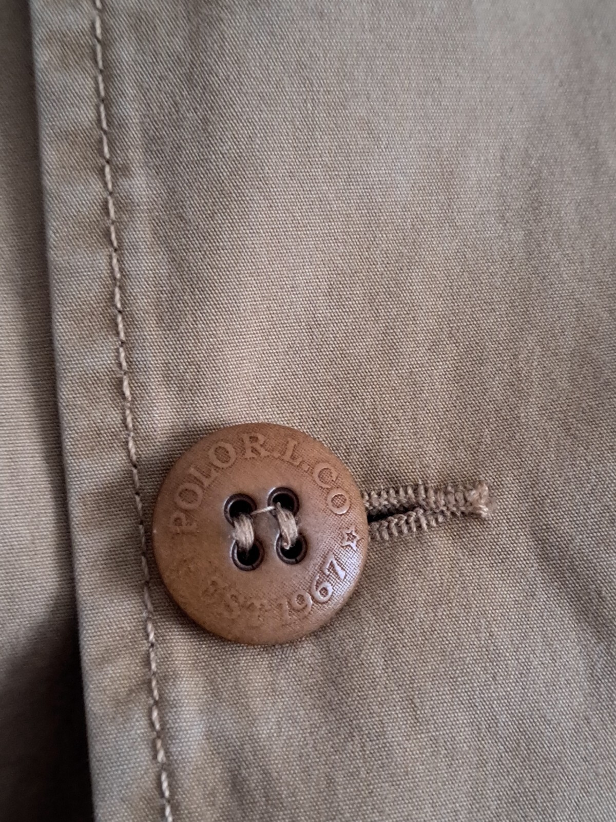 POLO RALPH LAUREN SHEARLING PATCH  JACKET IN KHAKI DESERT .SIZE XL