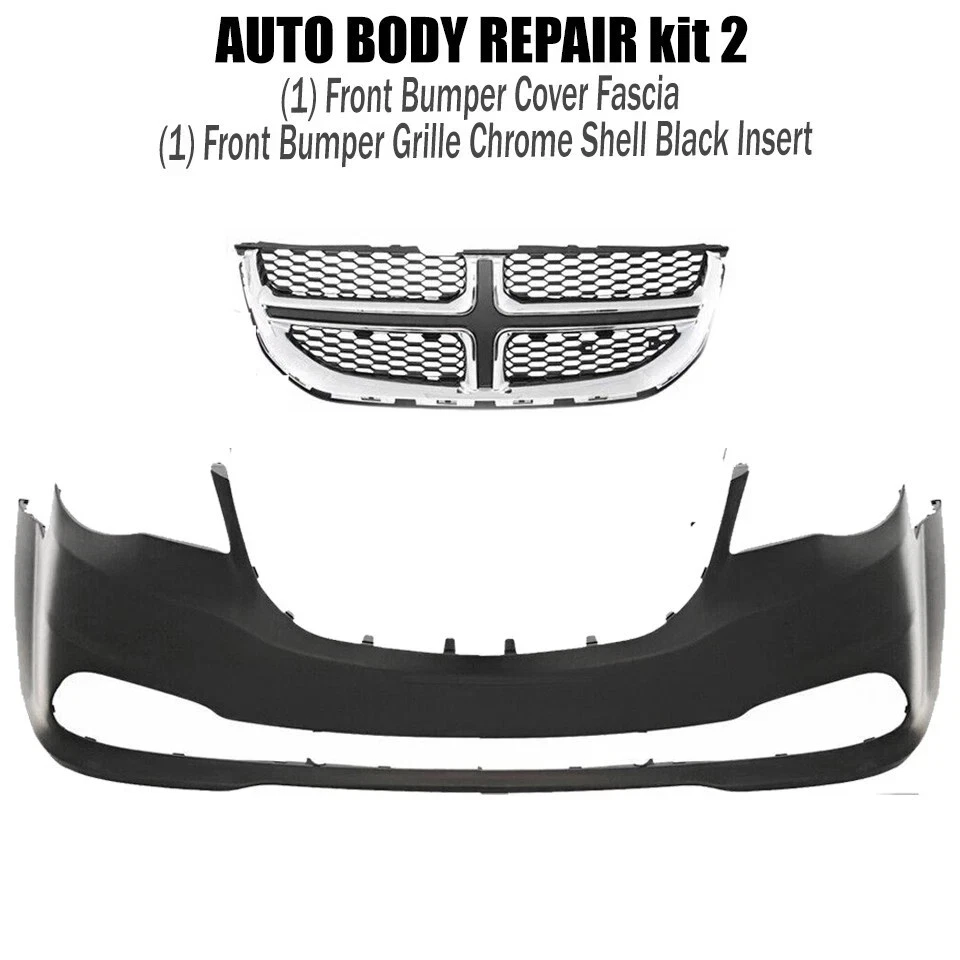 Front Bumper Cover & Grille Assembly For 2011-2020 Dodge Grand Caravan Ram C/V - Image 2 of 4