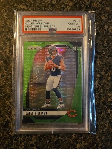 2024 PANINI PRIZM NEON GREEN PULSAR #301 CALEB WILLIAMS ROOKIE RC PSA 10