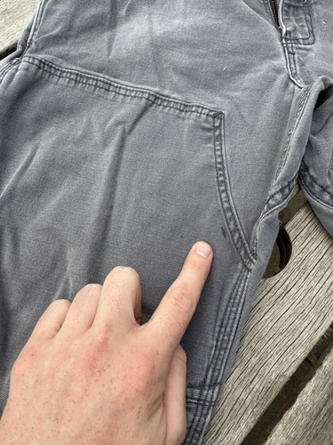 Vintage 2000s Carhartt Grey Double Knee Carpenter Canvas Dungaree Pants 34 x 34 - Picture 5 of 7