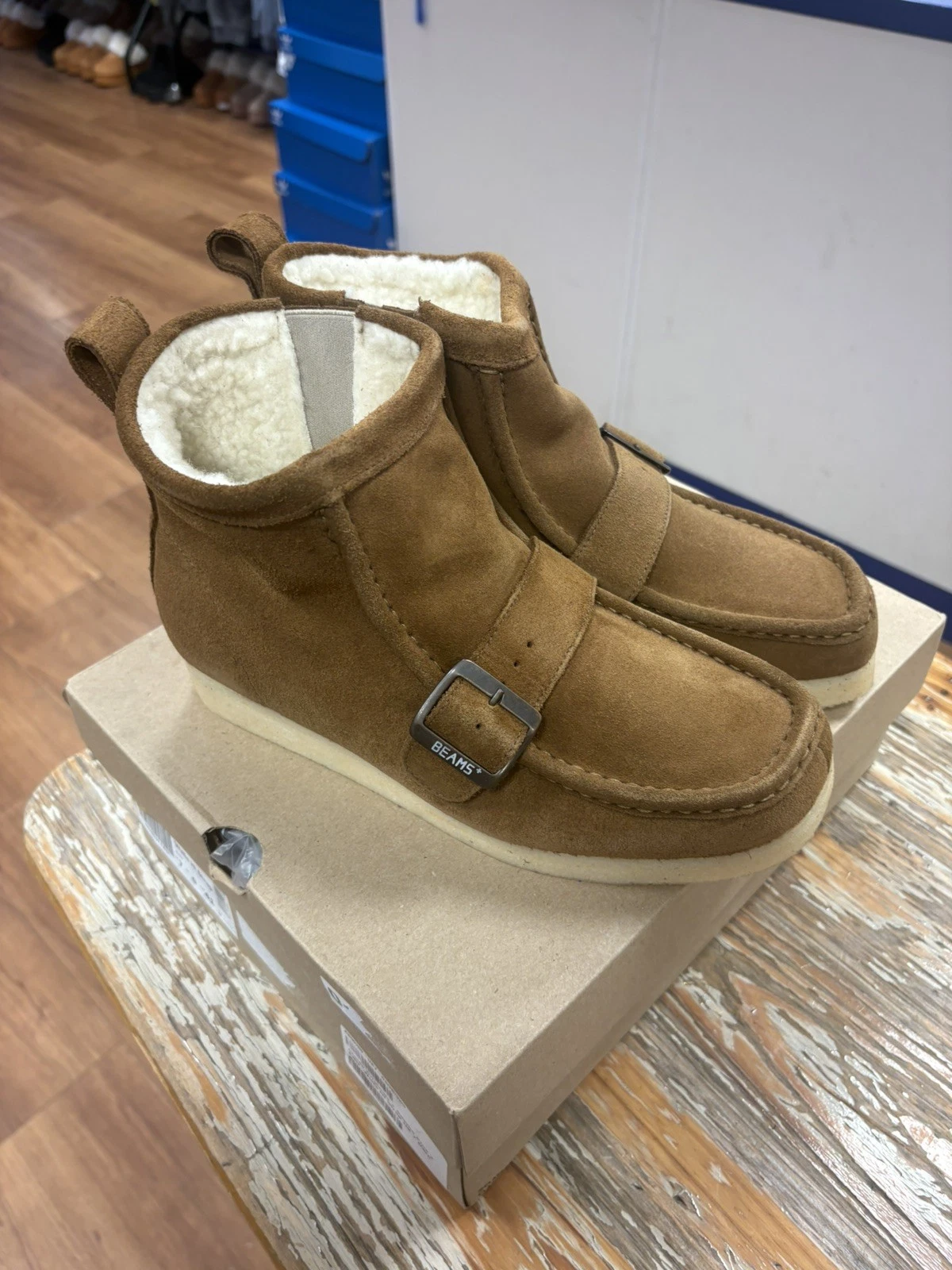 END. x Clarks Originals x Beams Plus Walla Hi Strap in Dark Brown UK 7 New