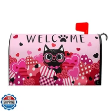 Anyako Welcome Valentine's Day Black Cat Mailbox Covers Magnetic 