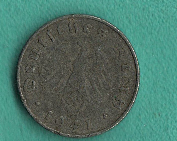 1941-A GERMAN THIRD REICH 10 PFENNIG KM-101 ZINC