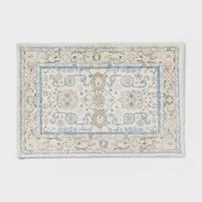 24"x36" Medallion Bath Rug Blue/Cream