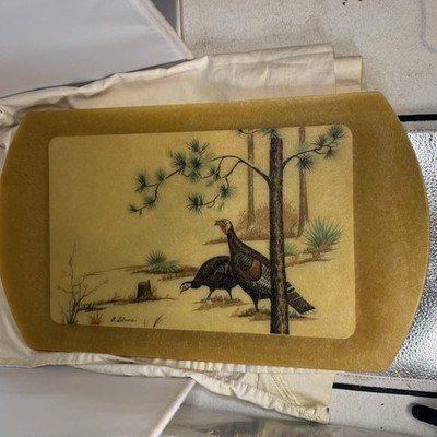 Set Of 4 Grace Gilmore Serving Trays Pheasant Fiberglass 21 x11 