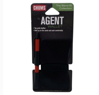 CHUMS Agent Wallet Top Grain Leather Black with Silicone Pen Band-Et Collection