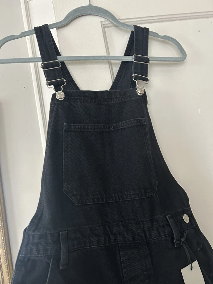 Mono Topshop Moto Peto Negro Denim Talla US 2 Pequeño Nuevo Con Etiquetas Foto 4 de 4