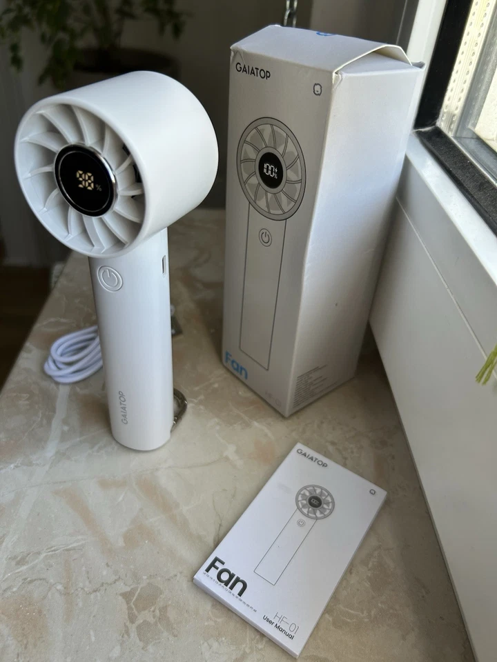 Mini ventilateur portable 🧊 LED + Lampe + 3 vitesses – USB 2000mAh - Photo 3/4