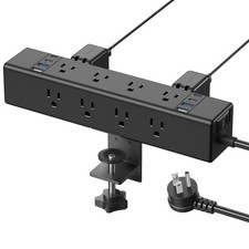 Desk Outlet Station 20W USB C 12 Outlet Clamp Power Strip Surge 4800J 6FT