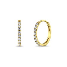 14k Gold Clear Cubic Zirconia Kids / Children's / Girls Earrings Hoop