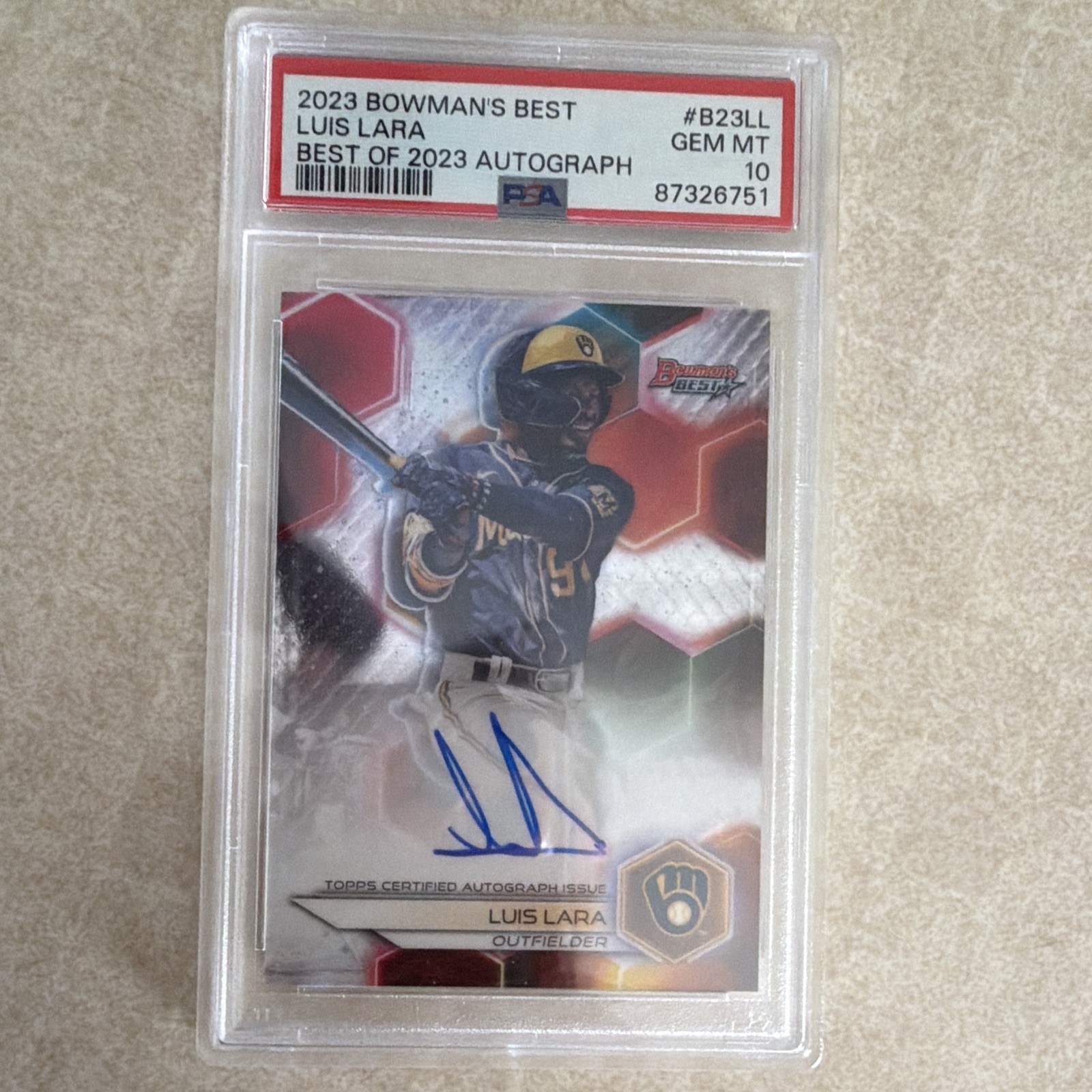 Topps 2023 Bowman's Best Luis Lara RC Auto Best of 2023 B23-LL PSA 10