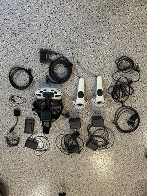 Used HTC Vive VR Headset Sensors Controllers And Cords W Wireless Adapter