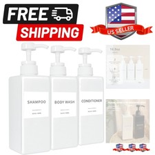 Shampoo and Conditioner Dispenser, Refillable Plastic Shampoo Pump Bottles wi...
