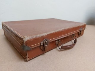 Vintage Small Brown Suitcase Travel Luggage For Display
